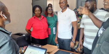 Professor Naana Jane Monitors Voter Registration in Mfantsiman Constituency