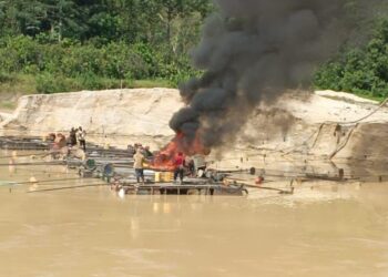 NAIMOS, Blue Water Guards strike galamsey operations along Ankobrah river