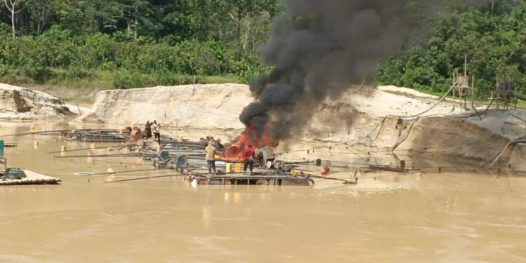NAIMOS, Blue Water Guards strike galamsey operations along Ankobrah river
