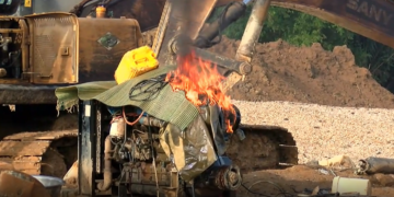 A/R: National Security arrests 9 illegal miners and seizes excavators in Obuasi