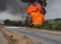 Fuel tanker bursts into flames near Kpone barrier