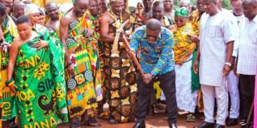 C/R:Sod-cut for 24-hour economy market project at Gomoa Ankamu
