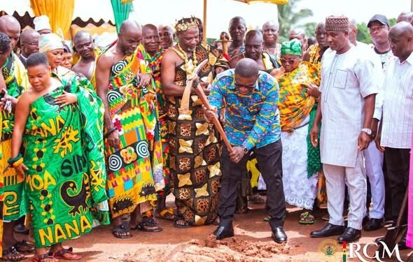 C/R:Sod-cut for 24-hour economy market project at Gomoa Ankamu