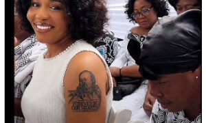 Daddy Lumba’s widow unveils portrait tattoo in emotional tribute at one-year memorial