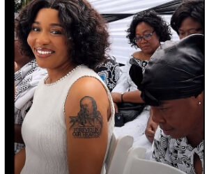 Daddy Lumba’s widow unveils portrait tattoo in emotional tribute at one-year memorial