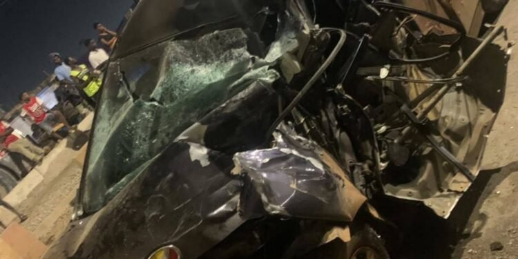 One dead, eight injured after water tanker and Toyota Voxy collide on Kasoa-Winneba road