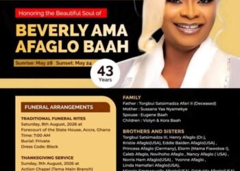 Family announces funeral arrangements for Beverly Ama Afaglo Baah