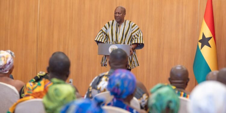 Gov’t to deliver major infrastructure, job initiatives for Ahafo – Mahama tells chiefs