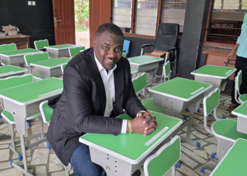 John Dumelo donates school desks to Roman Ridge M/A Basic school