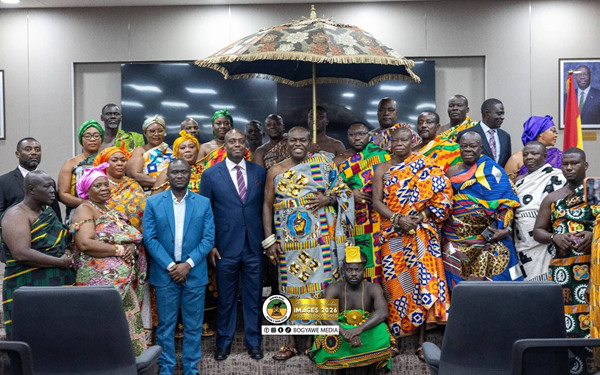 Akwamumanhene pays courtesy call on Deputy Finance Minister
