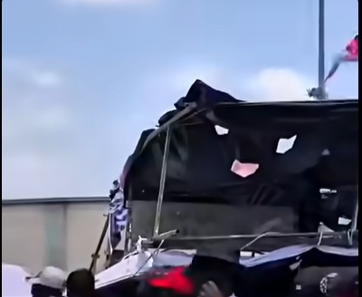Boakye Agyarko billboard collapses at Baba Yara Stadium, damages cars