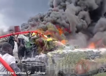 Firefighters battle blaze at tyre processing factory at Shai Hills