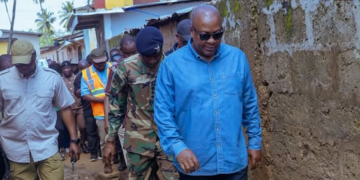V/R: Mahama visits flood-affected communities in Hohoe, donates relief items