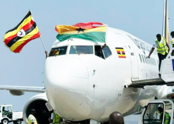Transport Minister welcomes Uganda Airlines’ inaugural flight to Ghana