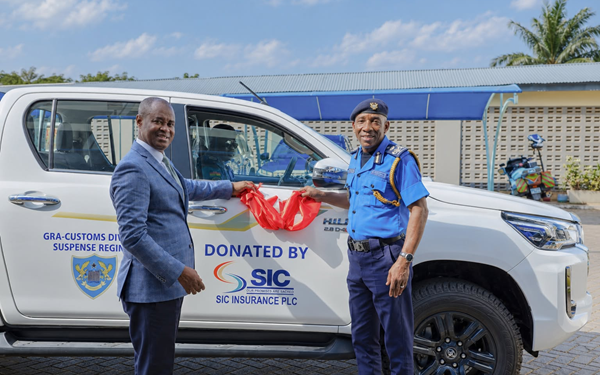 SIC Insurance donates Toyota Hilux, 20 laptops to GRA Customs Division